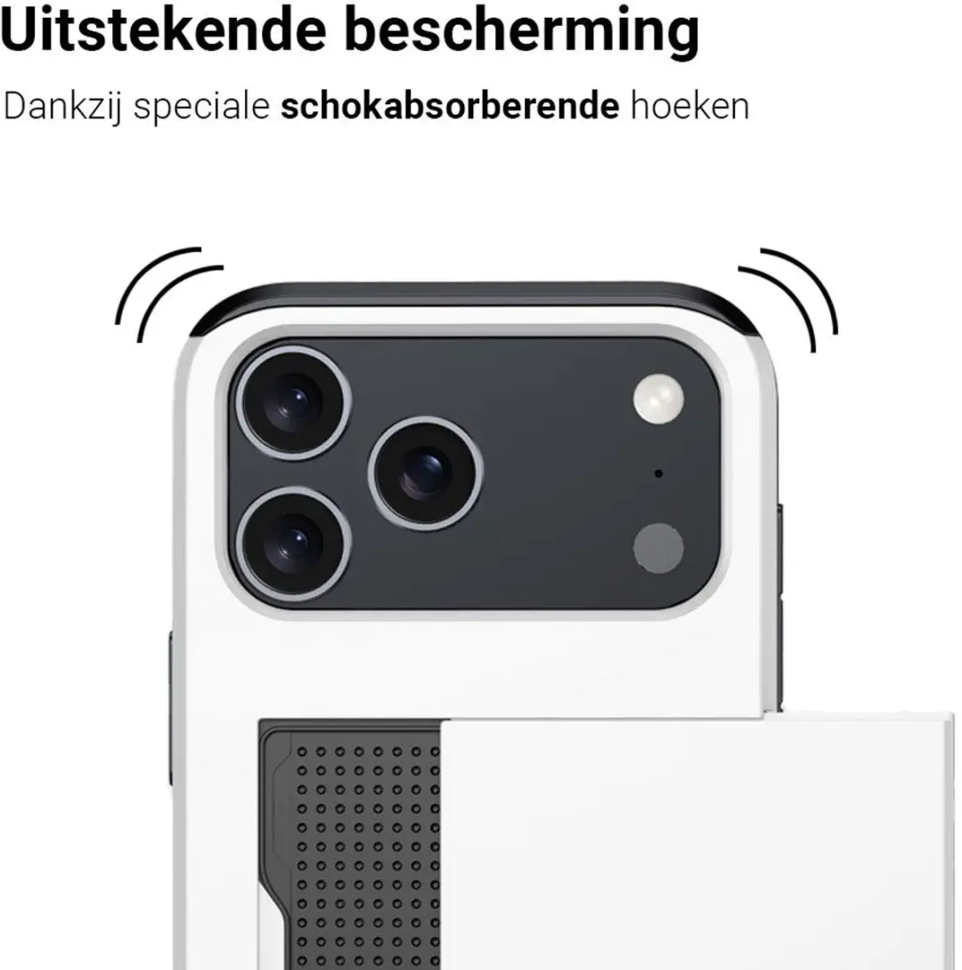 MobiQ Hybrid Card iPhone 17 Pro Max Hoesje 46-01140 - wit