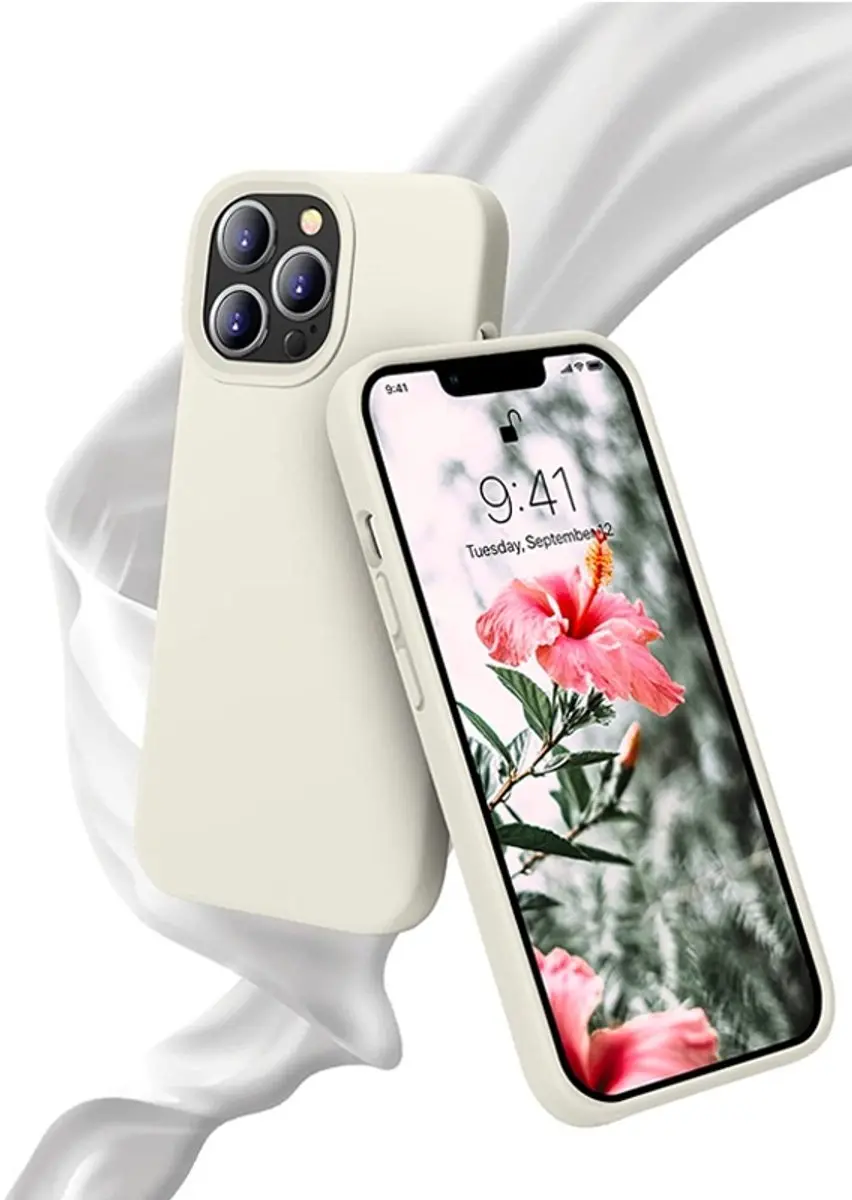 MobiQ Liquid Silicone Hoesje iPhone 13 Pro - lichtgrijs