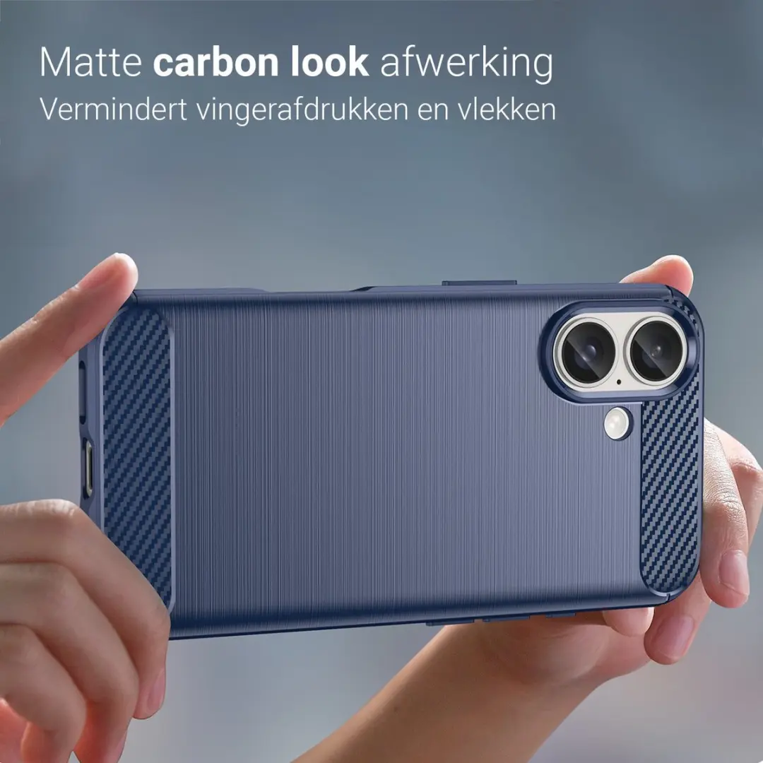 MobiQ Carbon Look Hoesje iPhone 16 Plus - Blauw - 46-00134