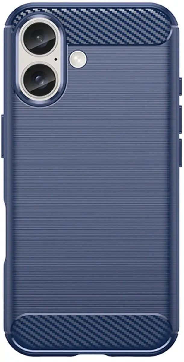 MobiQ Carbon Look Hoesje iPhone 16 Plus - Blauw - 46-00134