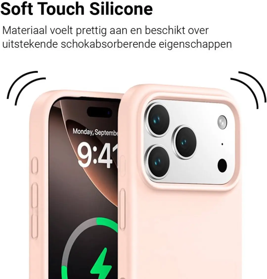 MobiQ Siliconen MagSafe Hoesje iPhone 17 Pro - lichtroze - MPN 46-01586
