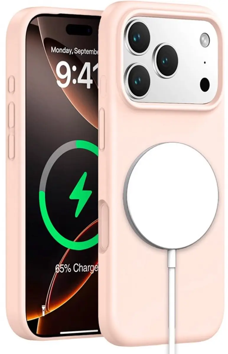 MobiQ Siliconen MagSafe Hoesje iPhone 17 Pro - lichtroze - MPN 46-01586