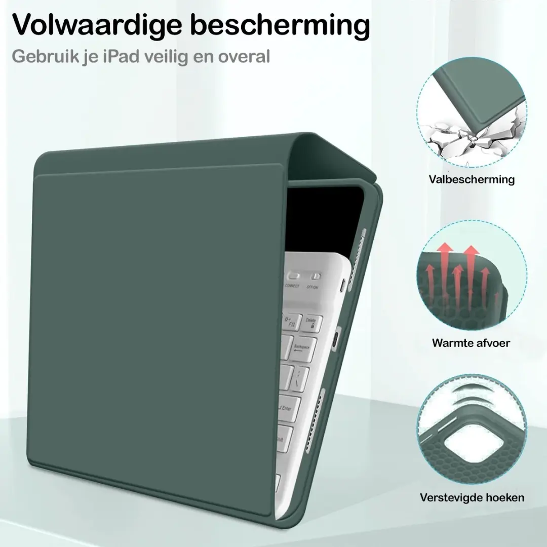 MobiQ 13-01643 Toetsenbordhoes iPad Air 4/5 - 10.9" - Donkergroen