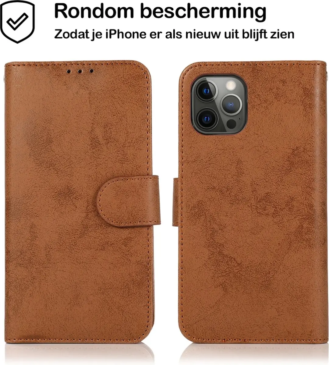 MobiQ 2-in-1 Hoesje iPhone 13 Pro - 3 Pasjes - Bruin