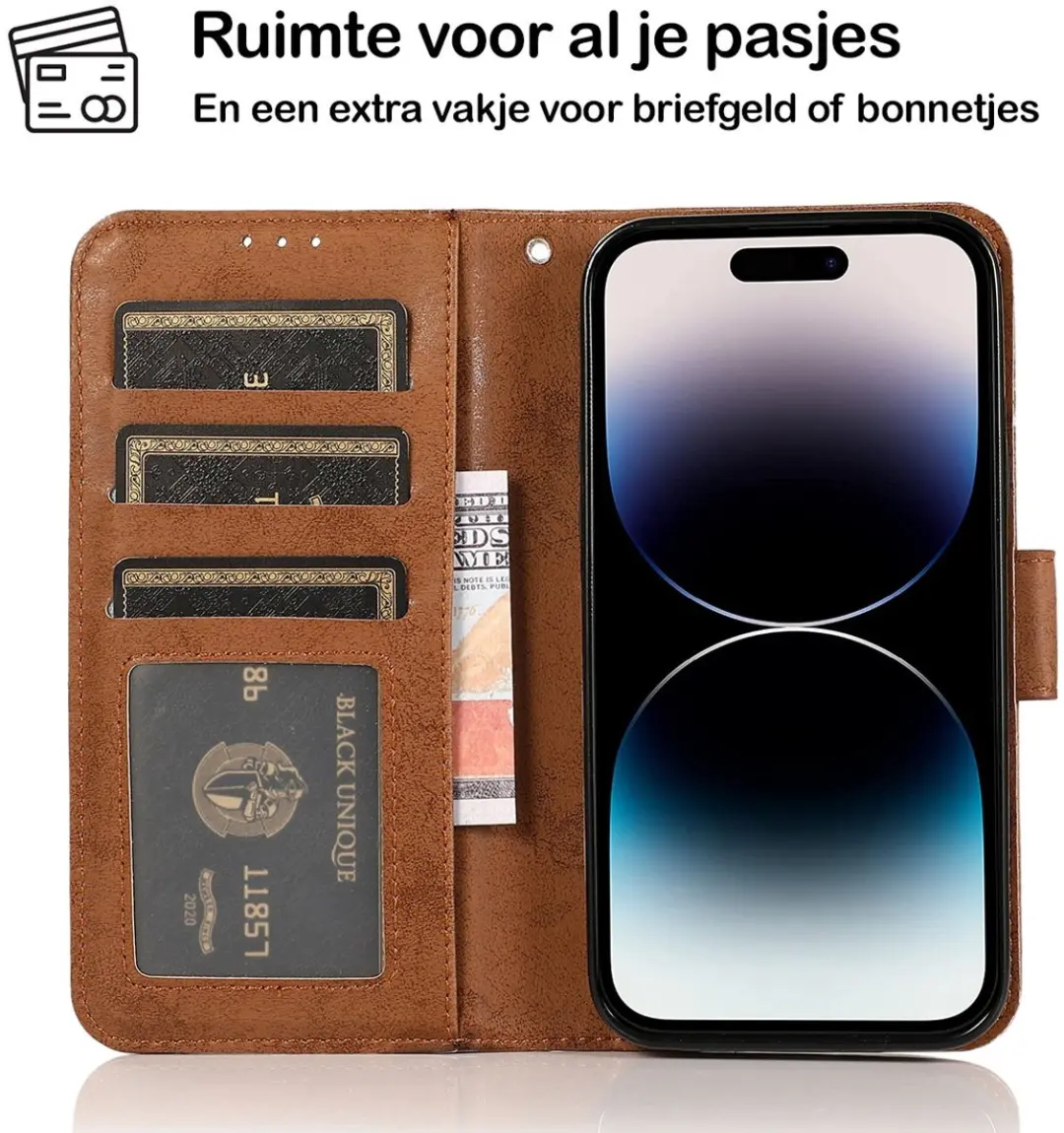 MobiQ 2-in-1 Hoesje iPhone 13 Pro - 3 Pasjes - Bruin