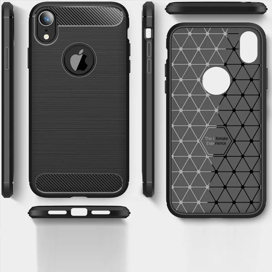 MobiQ Carbon Look Hoesje iPhone XR - grijs - mobiq-15152