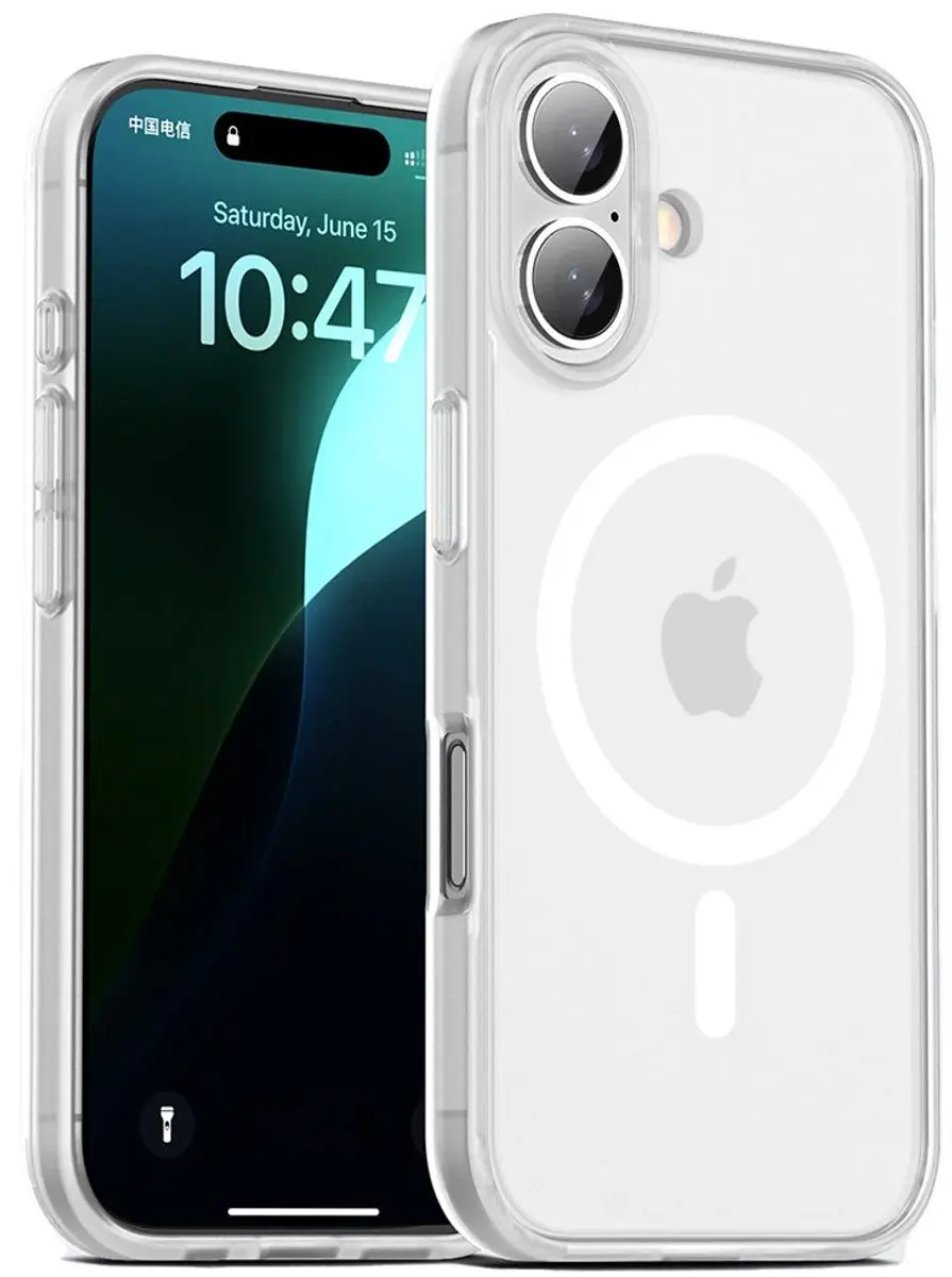 MobiQ Magneet Hoesje iPhone 16 Plus Frosted Clear