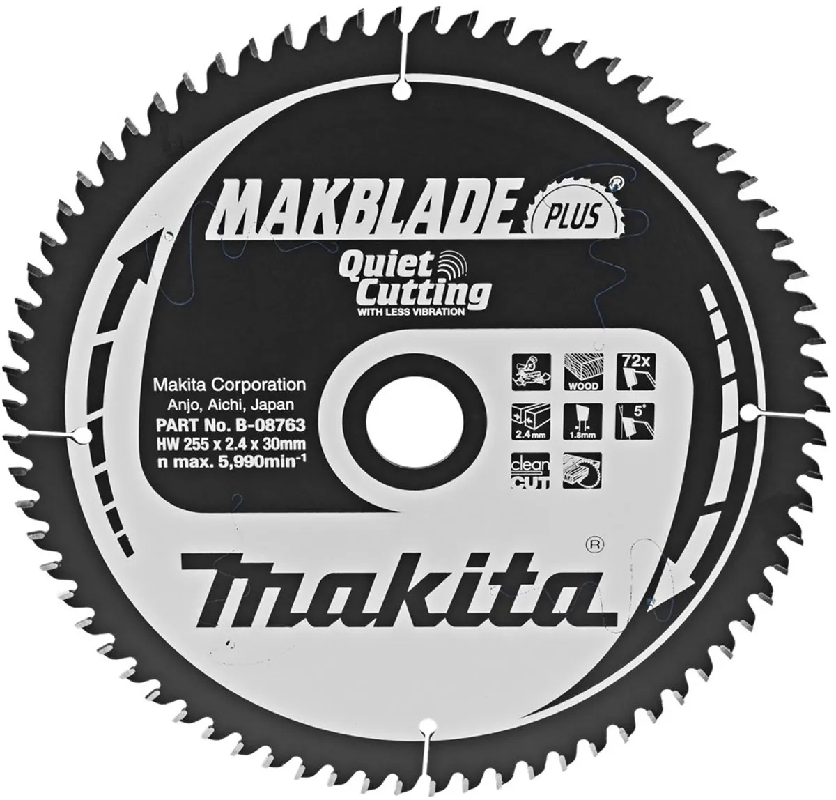 Makita Makblade-Plus Cirkelzaagblad Hout Ø255mm 72T - B-08763