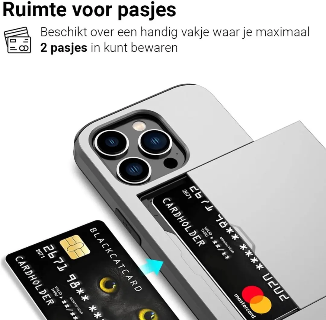 MobiQ Hoesje iPhone 15 Pro Max - Pashouder Grijs - MPN 13-02932