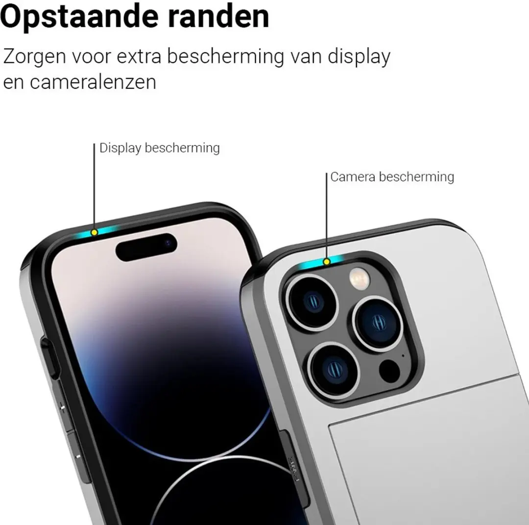 MobiQ Hoesje iPhone 15 Pro Max - Pashouder Grijs - MPN 13-02932