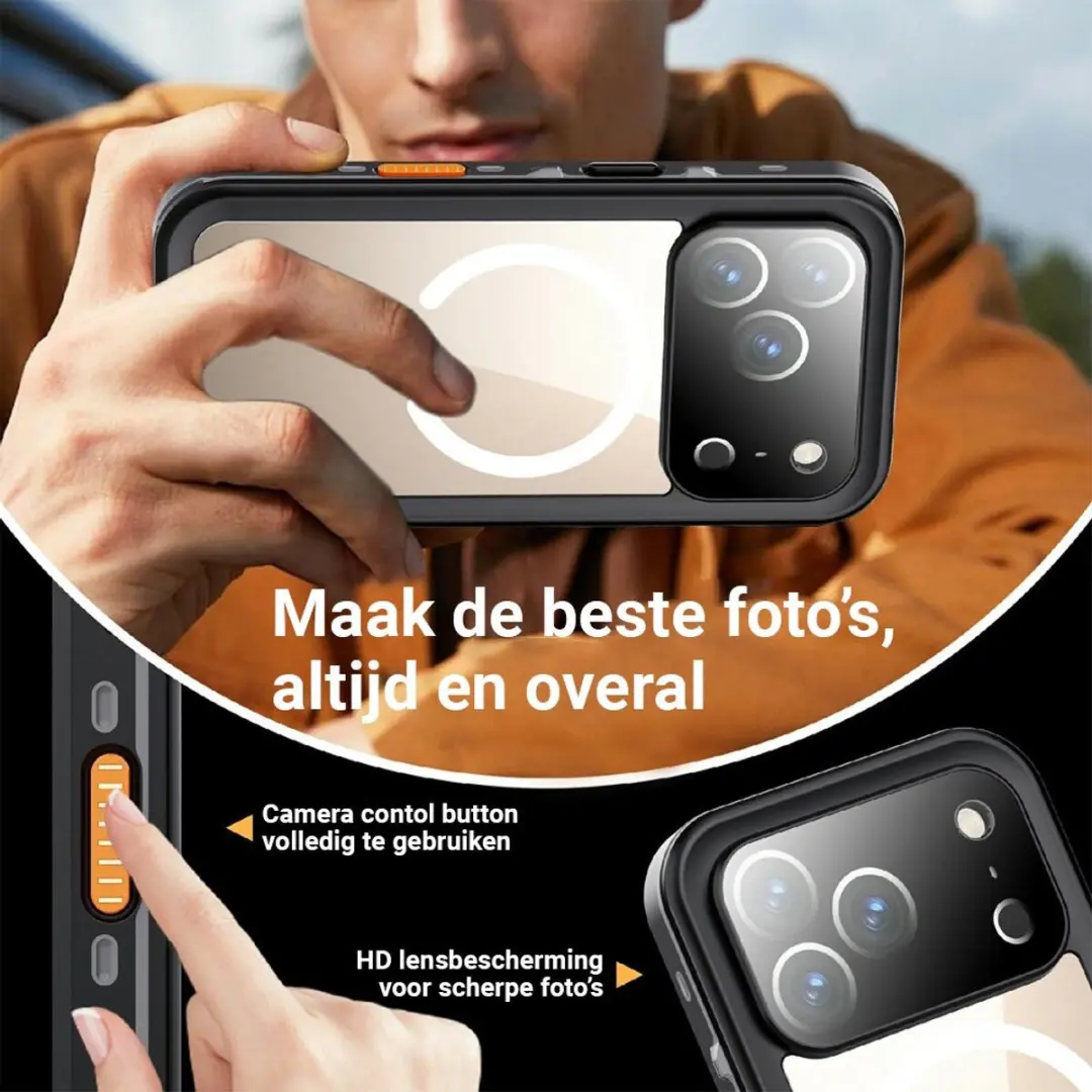 MobiQ Waterdicht Hoesje iPhone 17 Pro Max 46-01451 - Zwart