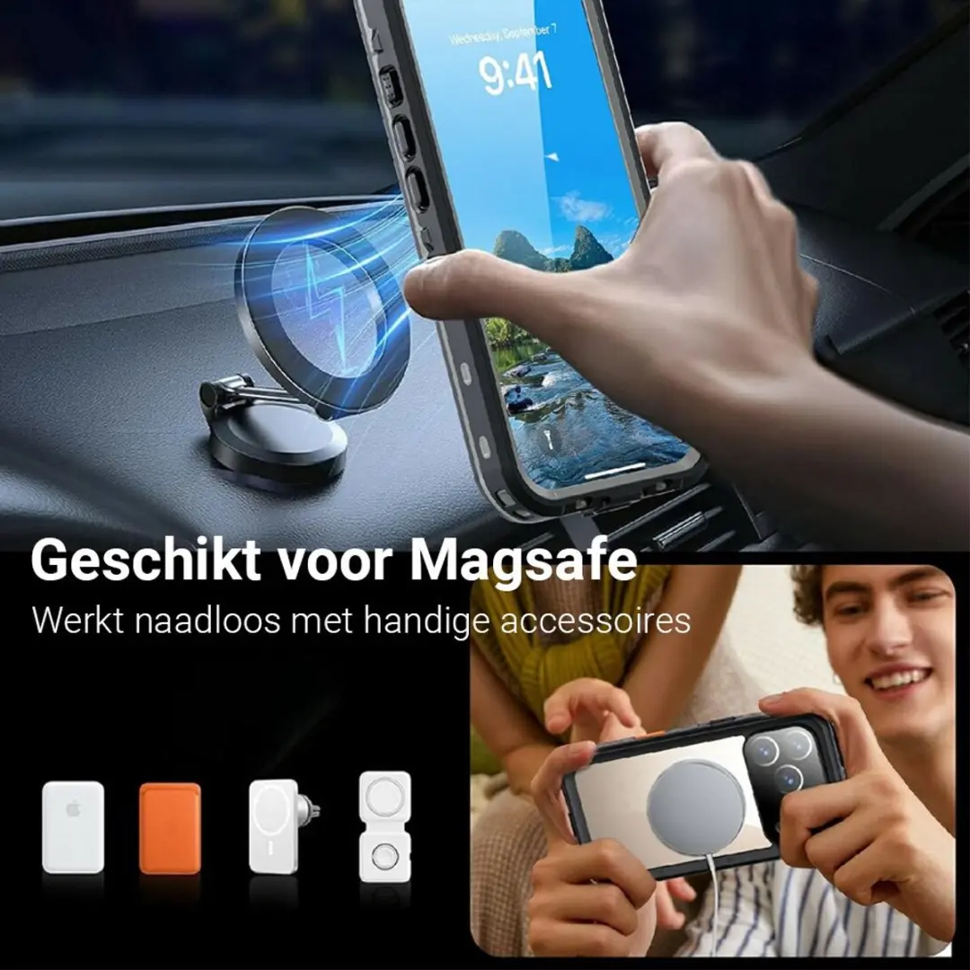 MobiQ Waterdicht Hoesje iPhone 17 Pro Max 46-01451 - Zwart