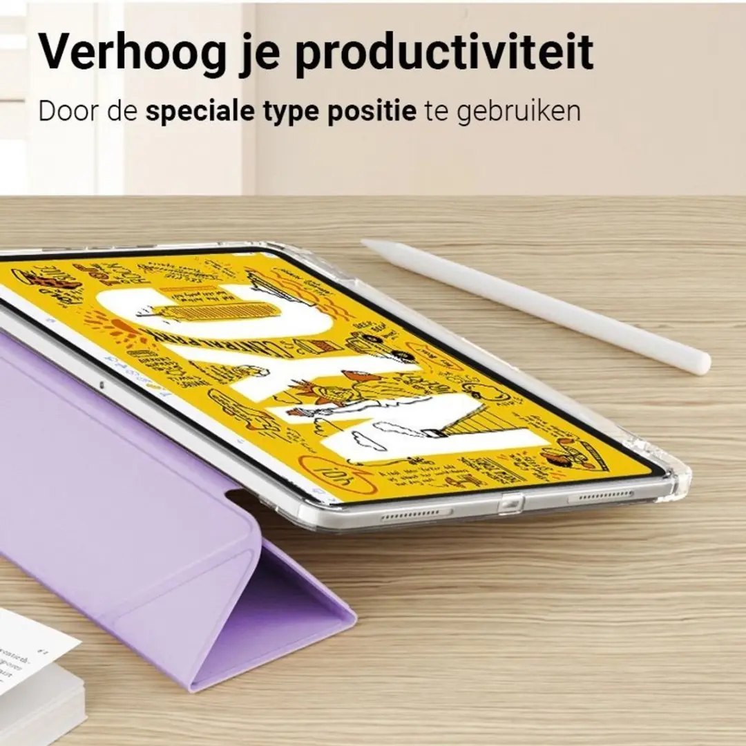 MobiQ Origami Hoes iPad 11 2025 - lavendelgrijs