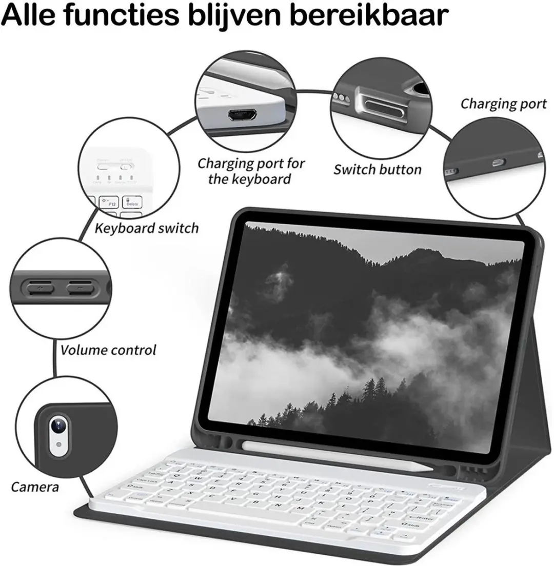 MobiQ Hoes met Toetsenbord voor iPad Air 11 (2025) - Zwart