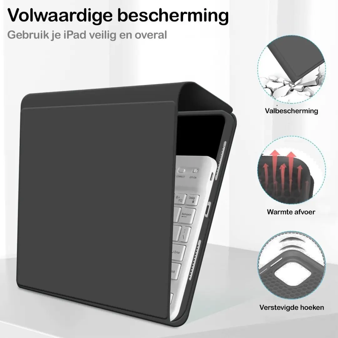 MobiQ Hoes met Toetsenbord voor iPad Air 11 (2025) - Zwart