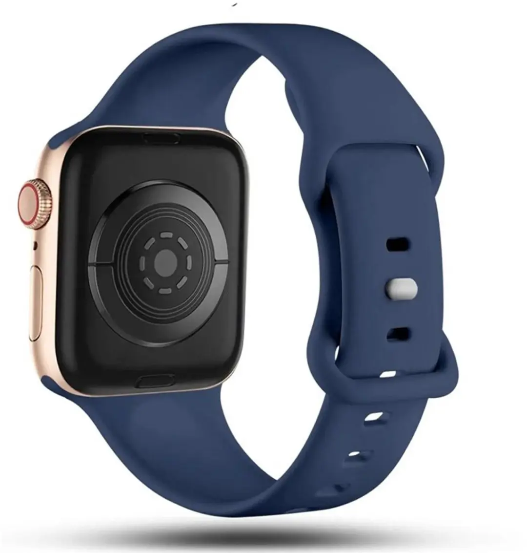 MobiQ Siliconen Bandje Apple Watch 44mm - donkerblauw