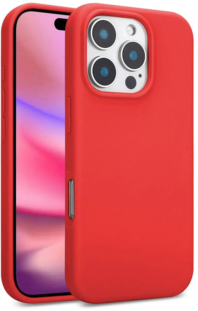 MobiQ Liquid Silicone Hoesje iPhone 16 Pro Max 46-00373 - Rood