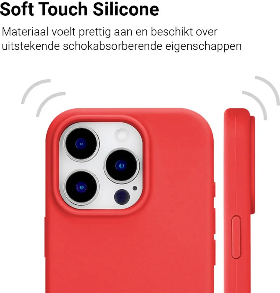 MobiQ Liquid Silicone Hoesje iPhone 16 Pro Max 46-00373 - Rood