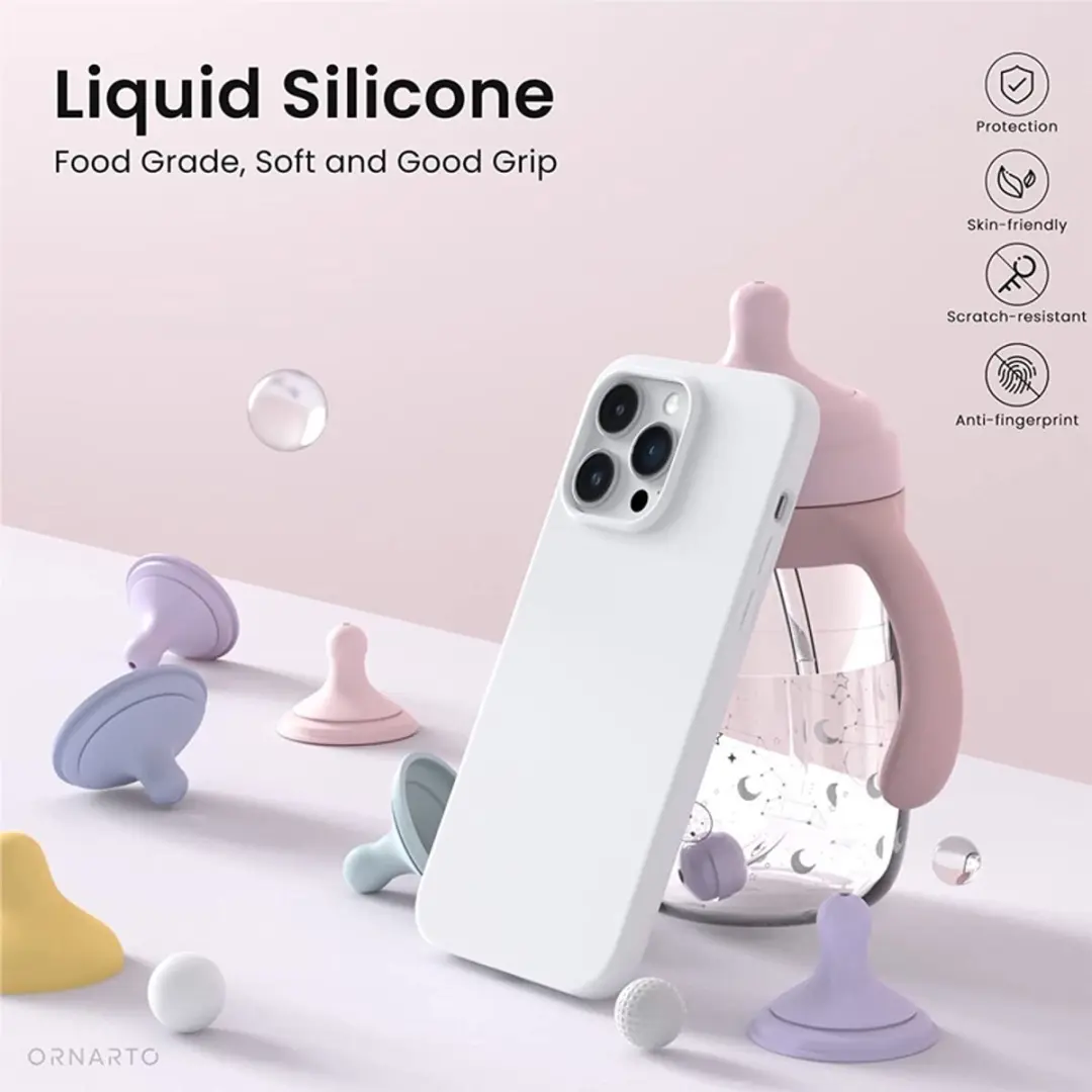 MobiQ Liquid Silicone Hoesje iPhone 14 Pro Max - wit