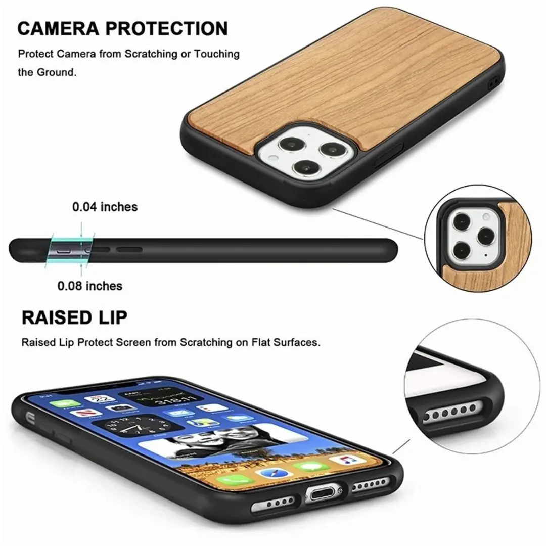 MobiQ Houten Hoesje iPhone 15 Pro - Kersen - MPN 13-02829