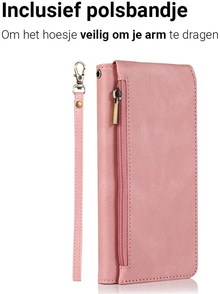MobiQ Zacht Leren Wallet Hoesje iPhone 17 - roze - MPN 46-01212