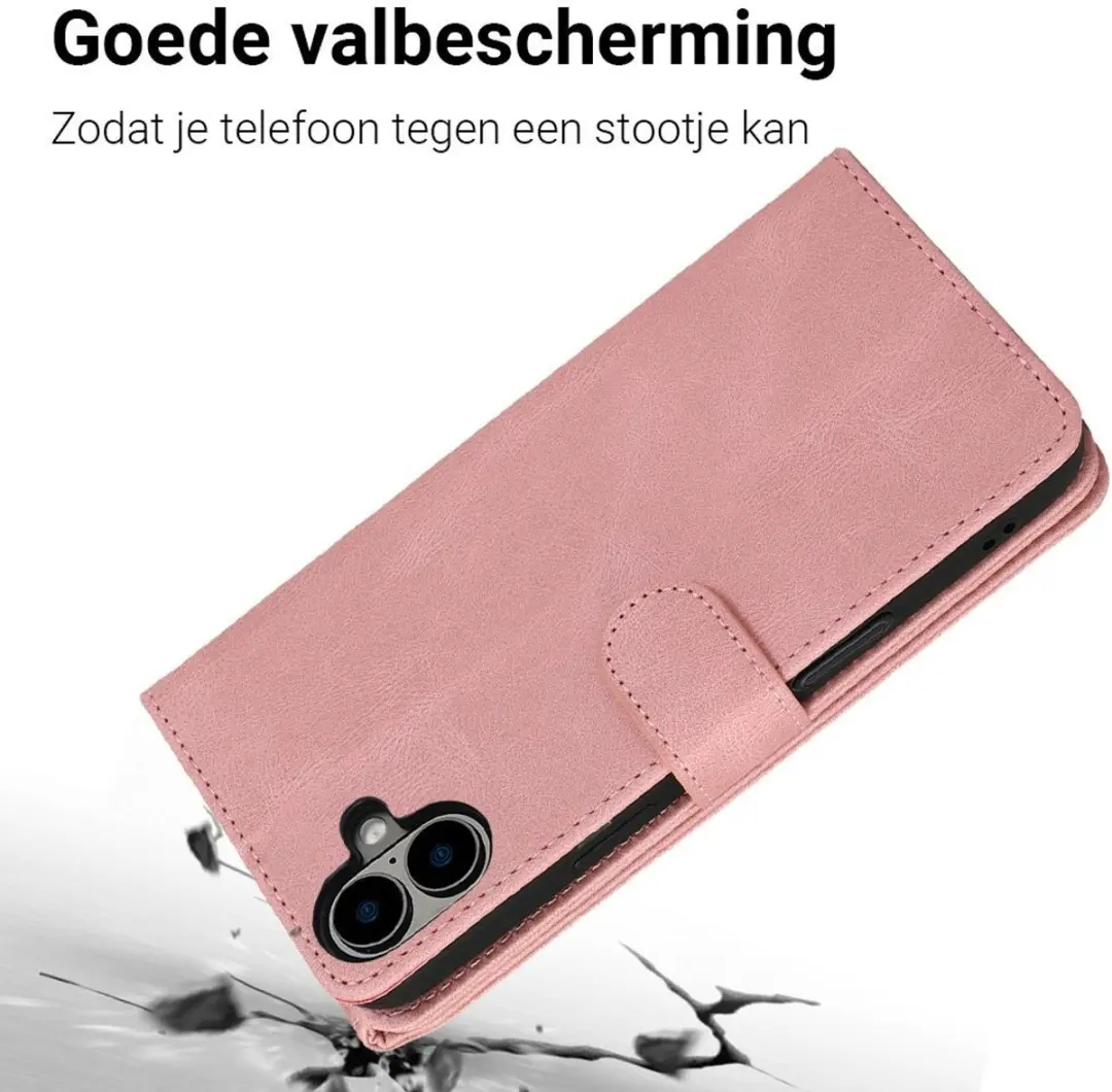 MobiQ Zacht Leren Wallet Hoesje iPhone 17 - roze - MPN 46-01212