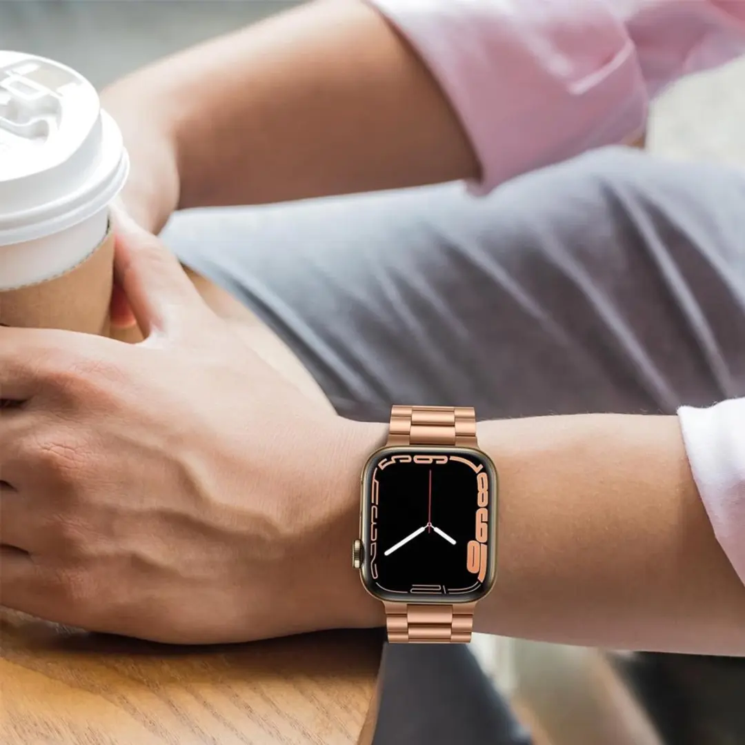 MobiQ Luxe Metalen Bandje Apple Watch 40mm - Rose Gold