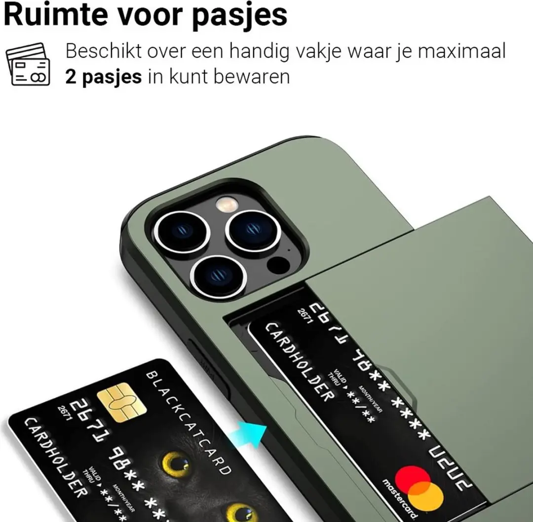 MobiQ iPhone 14 Pro Pashoesje - 2 Pasjes - Groen