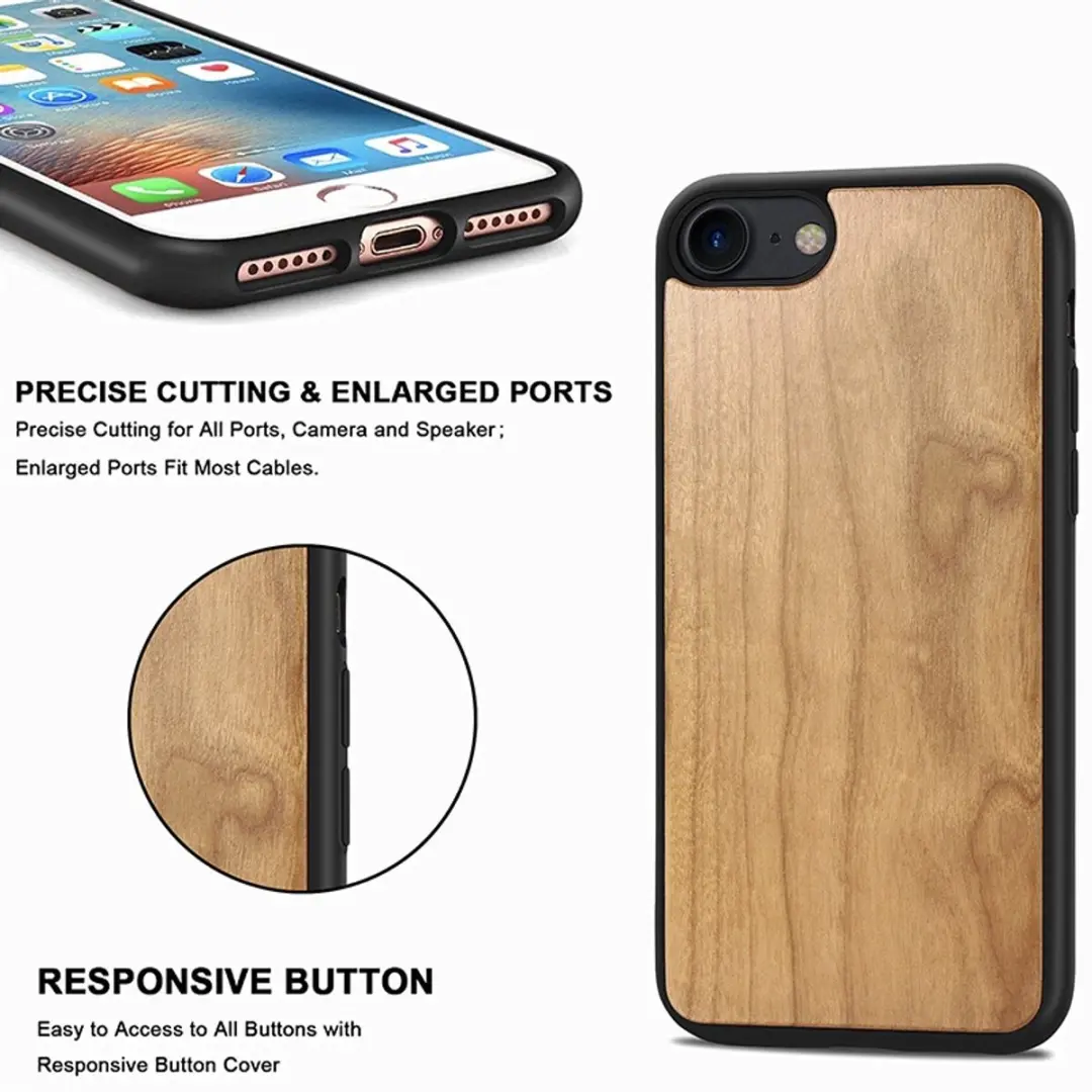 MobiQ Houten Hoesje iPhone SE/8/7 - Kersen - MPN 13-00583
