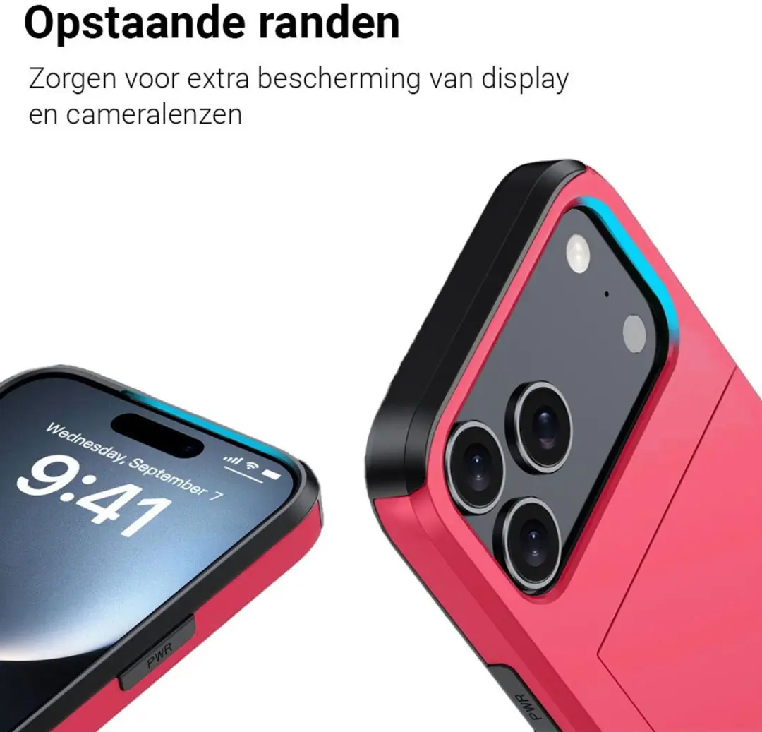 MobiQ Hybrid Card iPhone 17 Pro Max Hoesje - Rood - MPN 46-01141