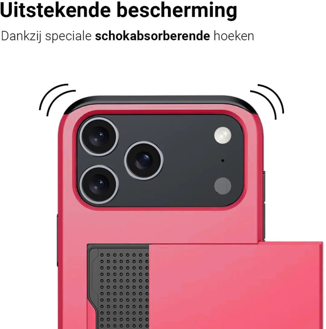MobiQ Hybrid Card iPhone 17 Pro Max Hoesje - Rood - MPN 46-01141