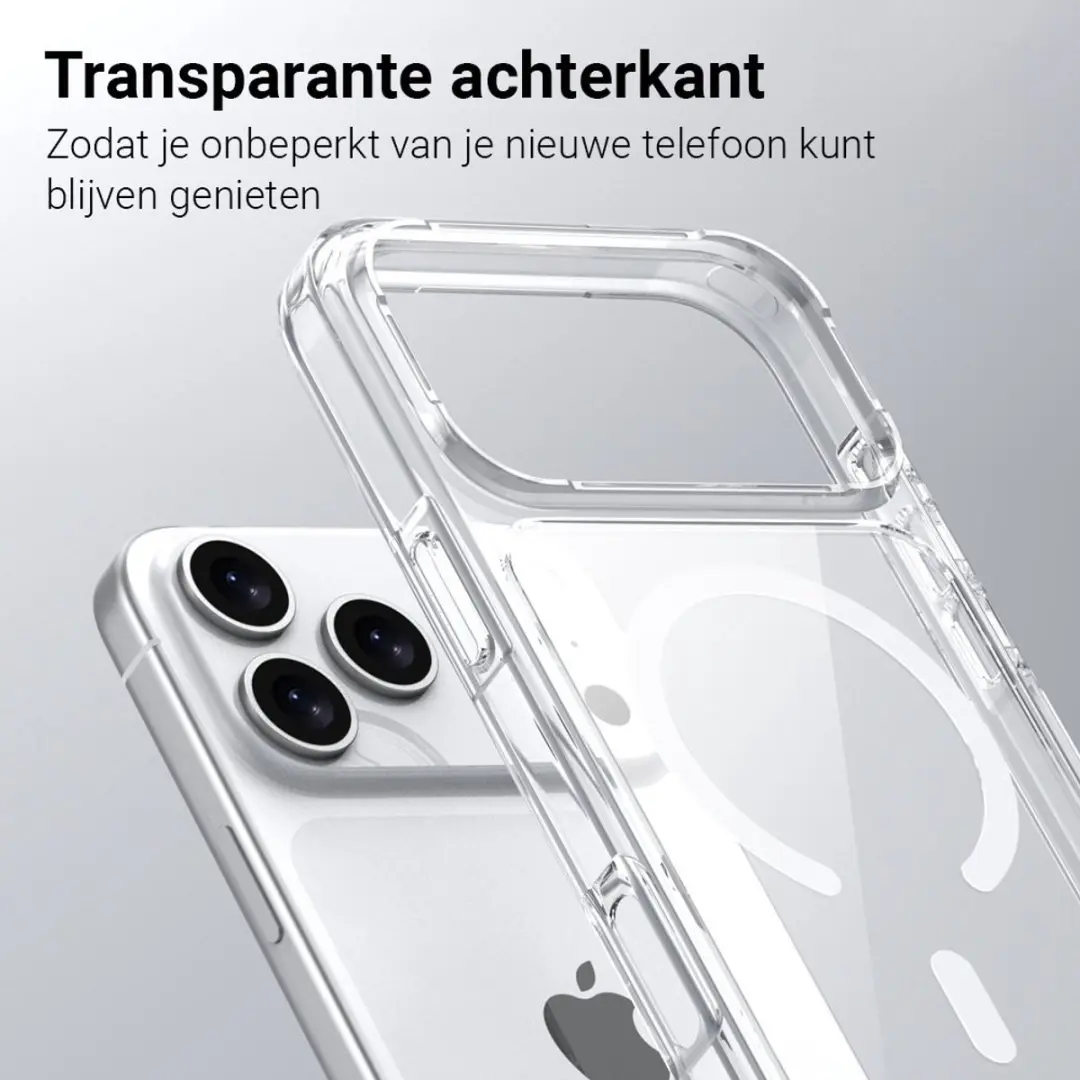 MobiQ Schokbestendige MagSafe Case iPhone 17 Pro - Transparant/Oranje