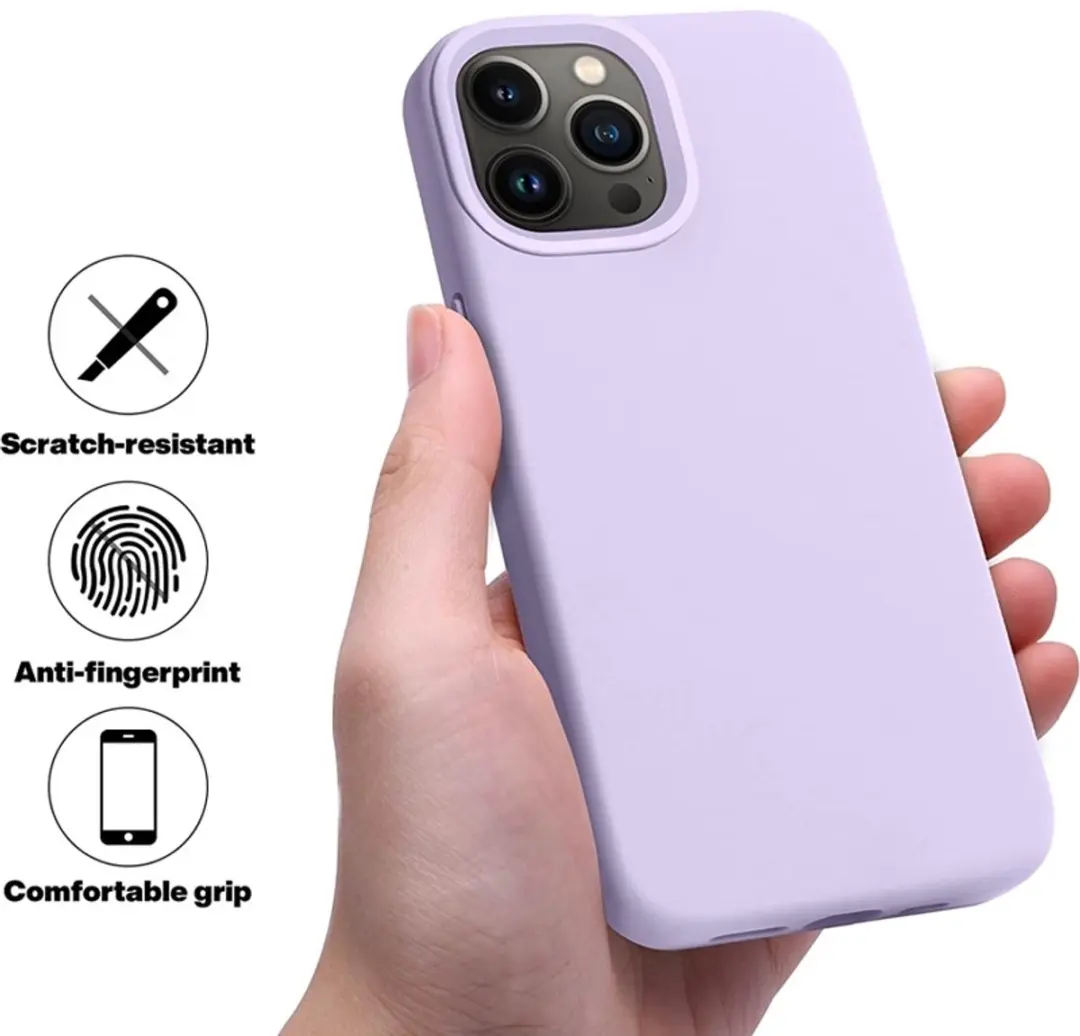 MobiQ Liquid Silicone Hoesje iPhone 14 Pro Max - Paars