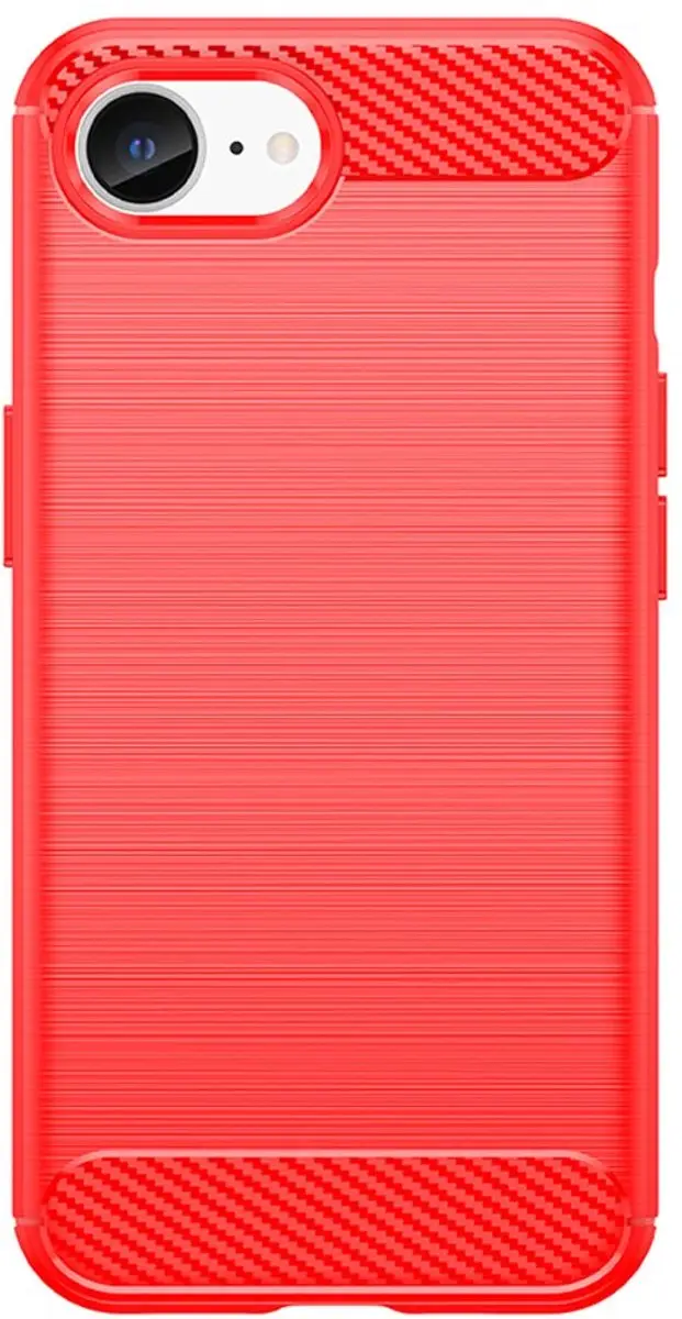 MobiQ Carbon Look Hoesje iPhone 16e 46-00821 - Rood