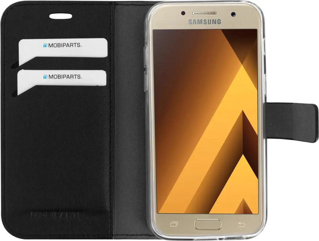 Mobiparts MP-73729 Hoesje Samsung Galaxy A3 (2017) - Wallet - Eco Leer - Zwart - afbeelding 6 van 6