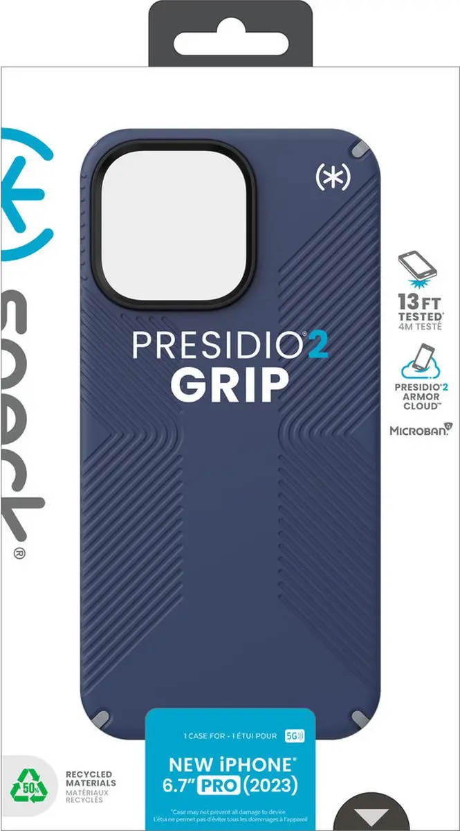 Speck Presidio2 Grip iPhone 15 Pro Max Hoesje - Blauw - afbeelding 6 van 6
