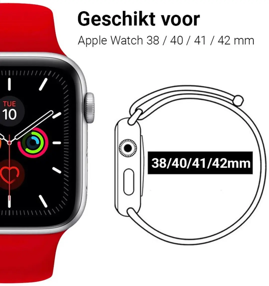 MobiQ Siliconen Bandje Apple Watch 38mm - Wit