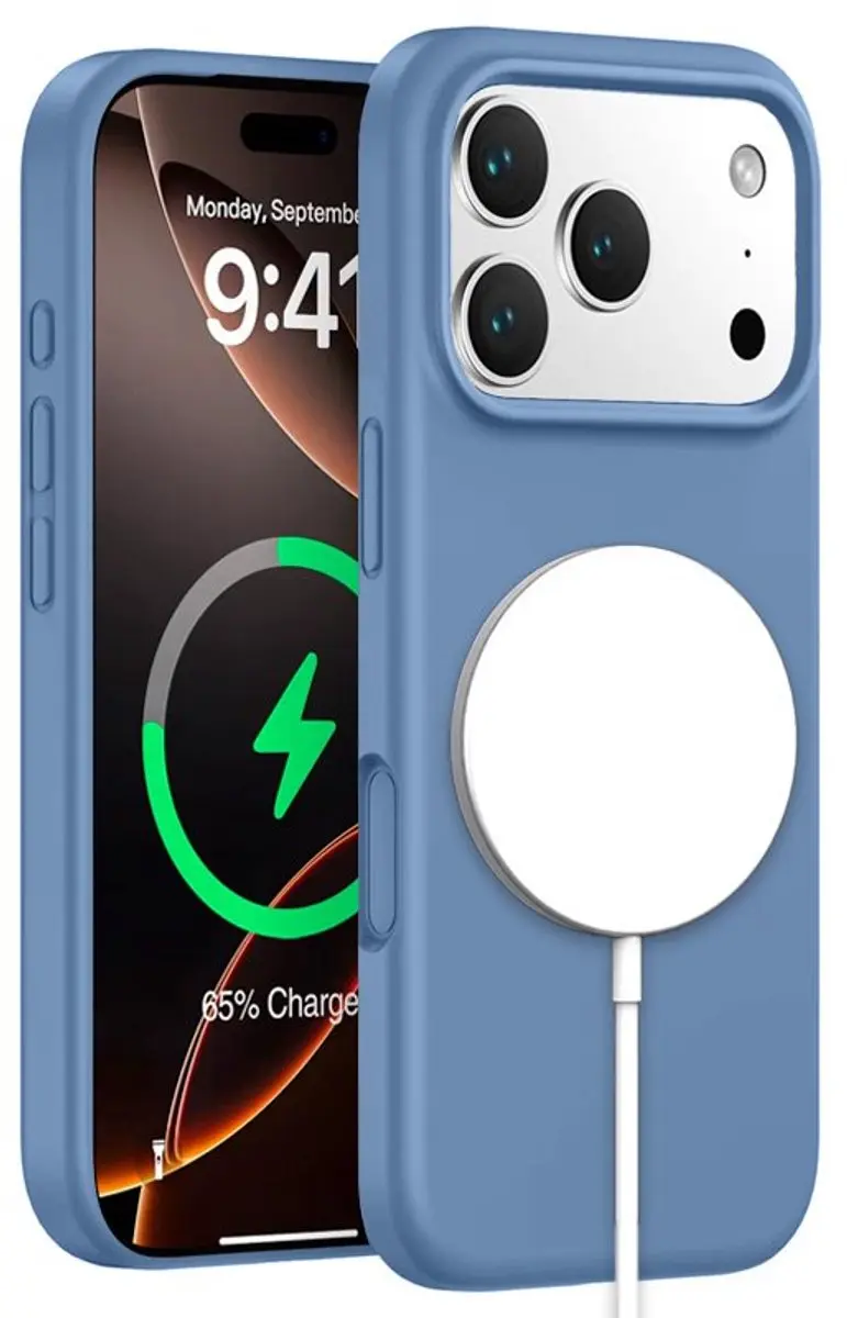 MobiQ Siliconen MagSafe Hoesje iPhone 17 Pro Max - ice blue