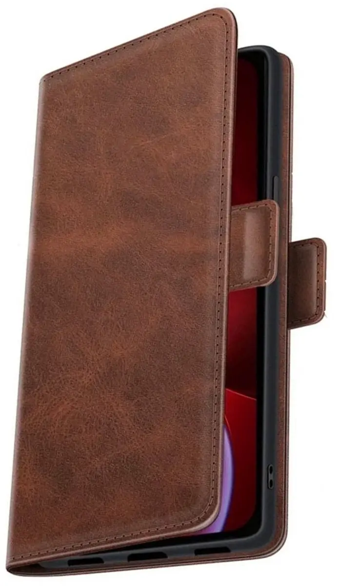 MobiQ PU Lederen Wallet Case iPhone 16 Pro Max 46-00428 - donkerbruin