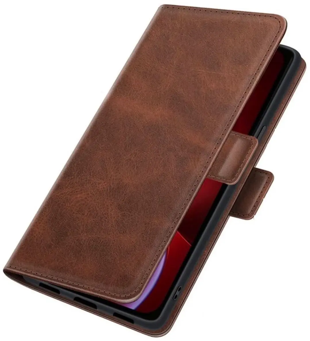 MobiQ PU Lederen Wallet Case iPhone 16 Pro Max 46-00428 - donkerbruin