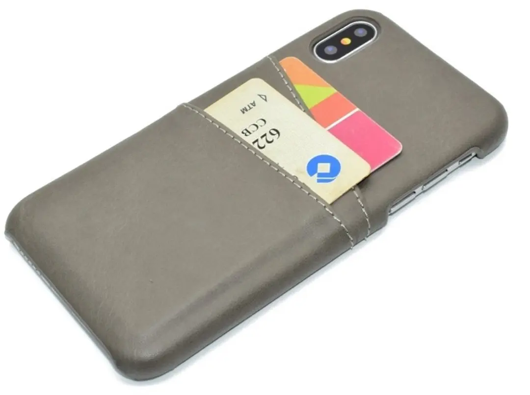 MobiQ Leather Snap On Wallet iPhone XR - Kunstleer - 2 Pasjes - Grijs