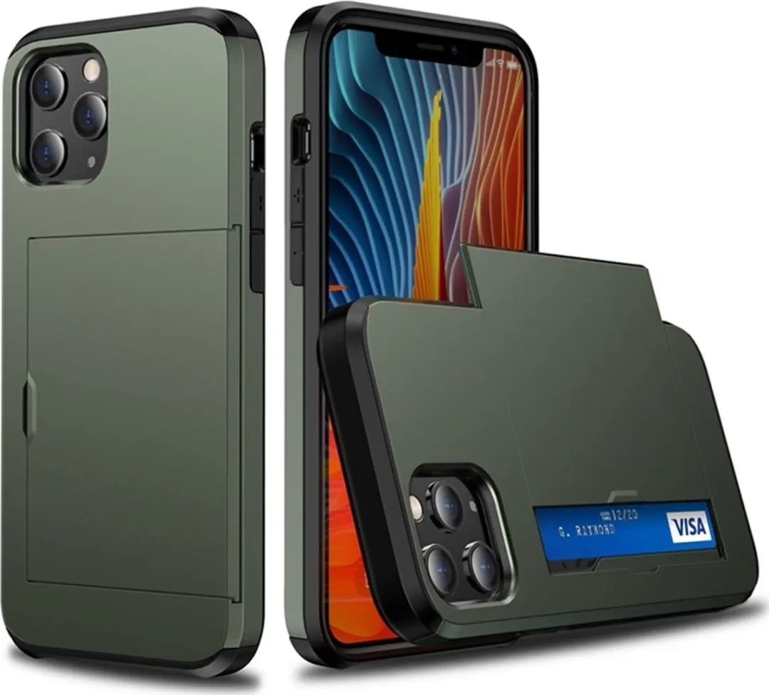 MobiQ Hoesje iPhone 12 Pro Max - 2 Pasjes Groen - MPN 13-00045