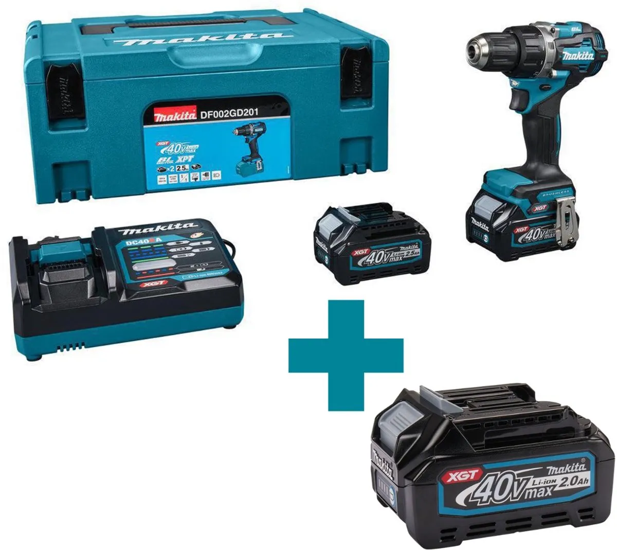 Makita DF002GD201 XGT Accu Schroefboormachine 40V - 2x 2,5Ah - 2 Versnellingen