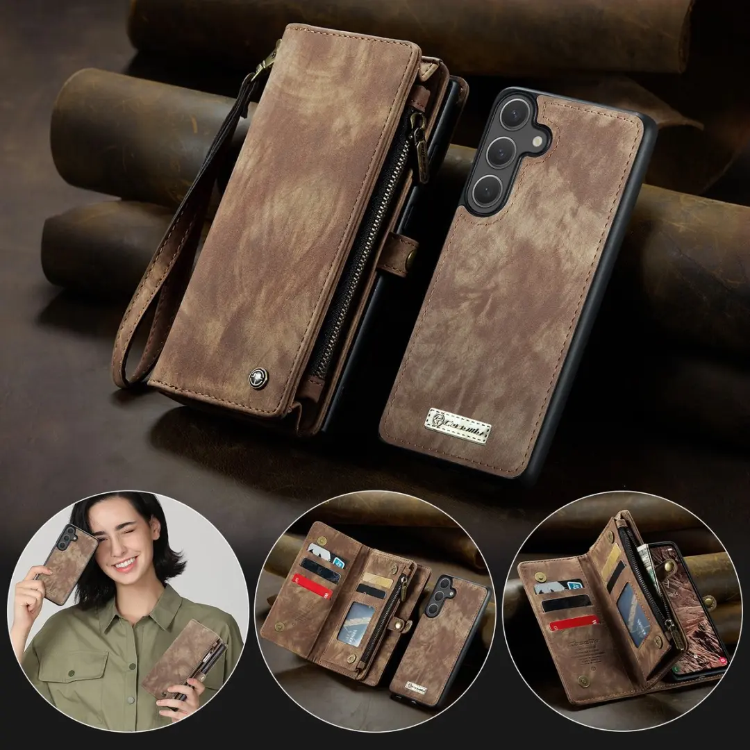 Caseme 008 Hoesje Samsung Galaxy S26 - 2-in-1 Book Case - Bruin