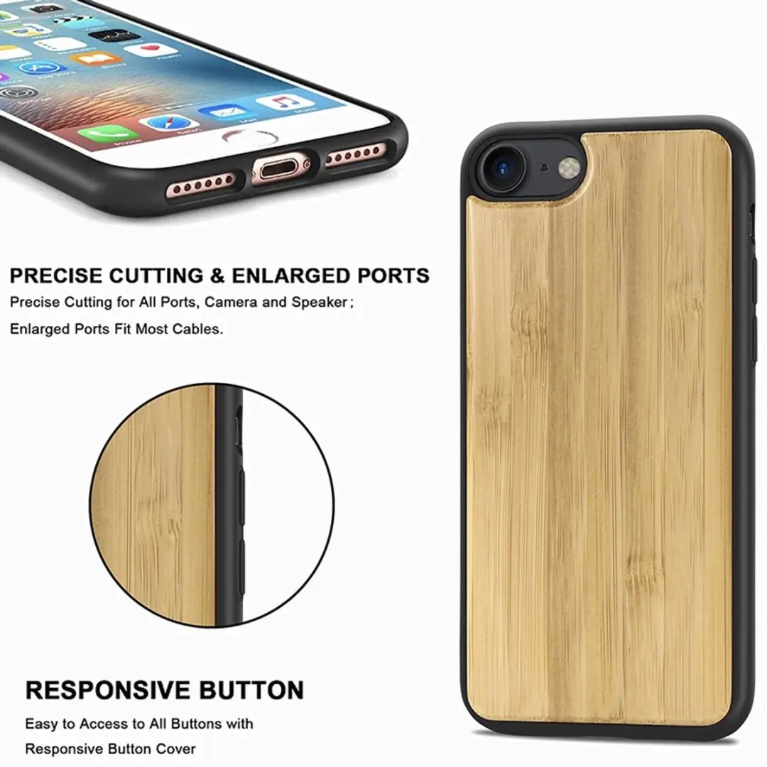 MobiQ Houten Hoesje iPhone SE/8/7 - Bamboe - MPN 13-00582