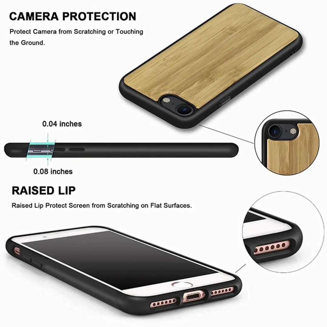 MobiQ Houten Hoesje iPhone SE/8/7 - Bamboe - MPN 13-00582