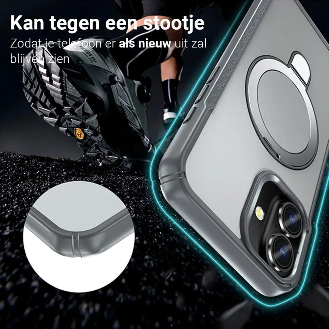 MobiQ Magnetisch Ringstand MagSafe Hoesje iPhone 17 - grijs - MPN 46-01547