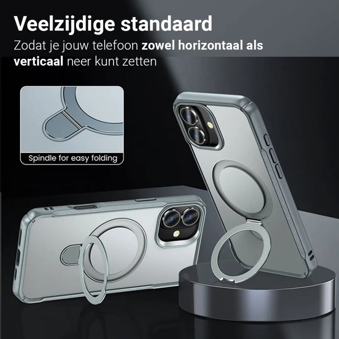 MobiQ Magnetisch Ringstand MagSafe Hoesje iPhone 17 - grijs - MPN 46-01547