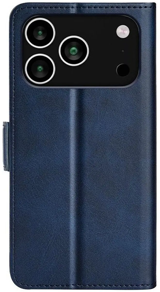 MobiQ PU Lederen Wallet Hoesje 46-01379 - iPhone 17 Pro - Blauw