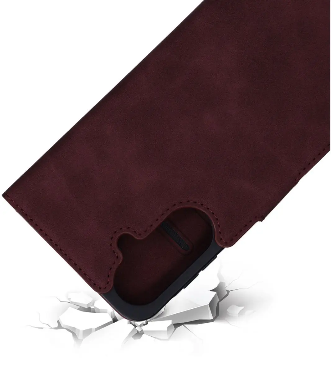 Mobiparts MP-100063 Hoesje Samsung Galaxy A37 - Wallet - Eco Leer - Paars/Rood